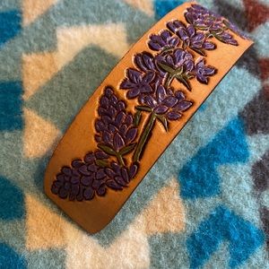 Custom Handmade Lavender Leather Hair Barrette